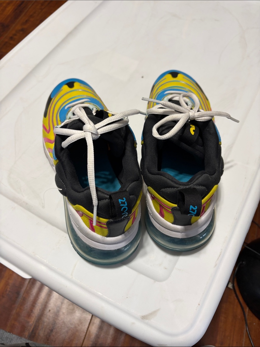 Kids Multiolor nike react Athletic Sneakers - Yellow & Blue youth 7 boys